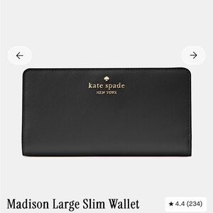 Kate Spade Large Black Bifold Leather Wallet